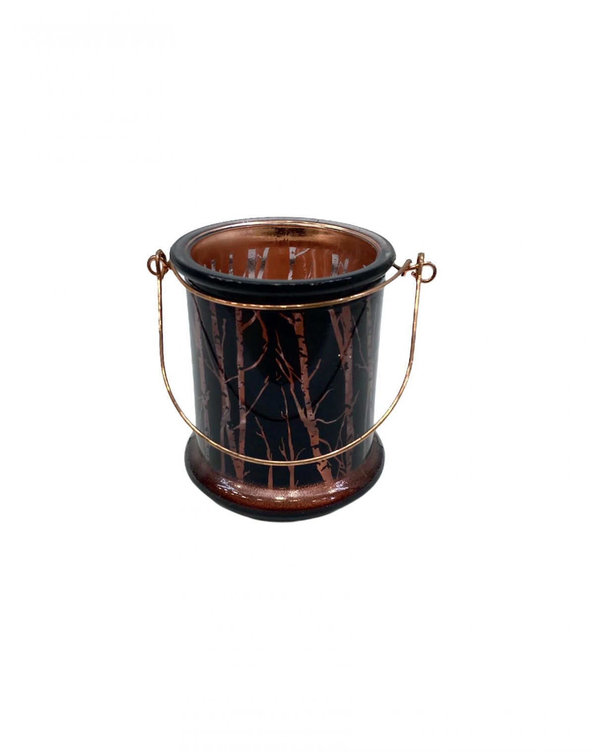 γυαλινο κηροπηγιο κορμους δεντρων8x10cmχρωμα μαυρο ροζ χρυσοτιμη 8E