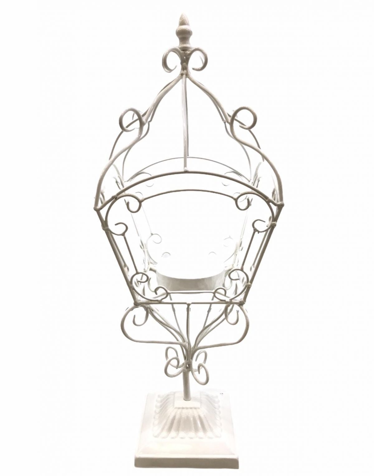 μεταλλικο κηροπηγιο σε σχημα κλουβι55x18cmχρωμα λευκοτιμη 29E