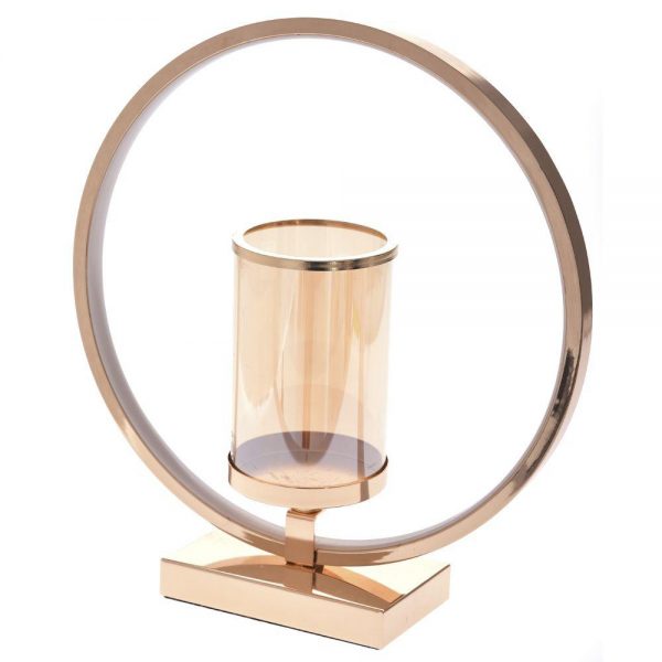 ΒΑΣΗ ΜΕΤΑΛΛΙΚΗ ΚΗΡΟΠΗΓΙΟ LED ΦΩΣ ΧΡΩΜΑ ΡΟΖ ΧΡΥΣΟ 35Χ10Χ38ΕΚ ΤΙΜΗ 62E