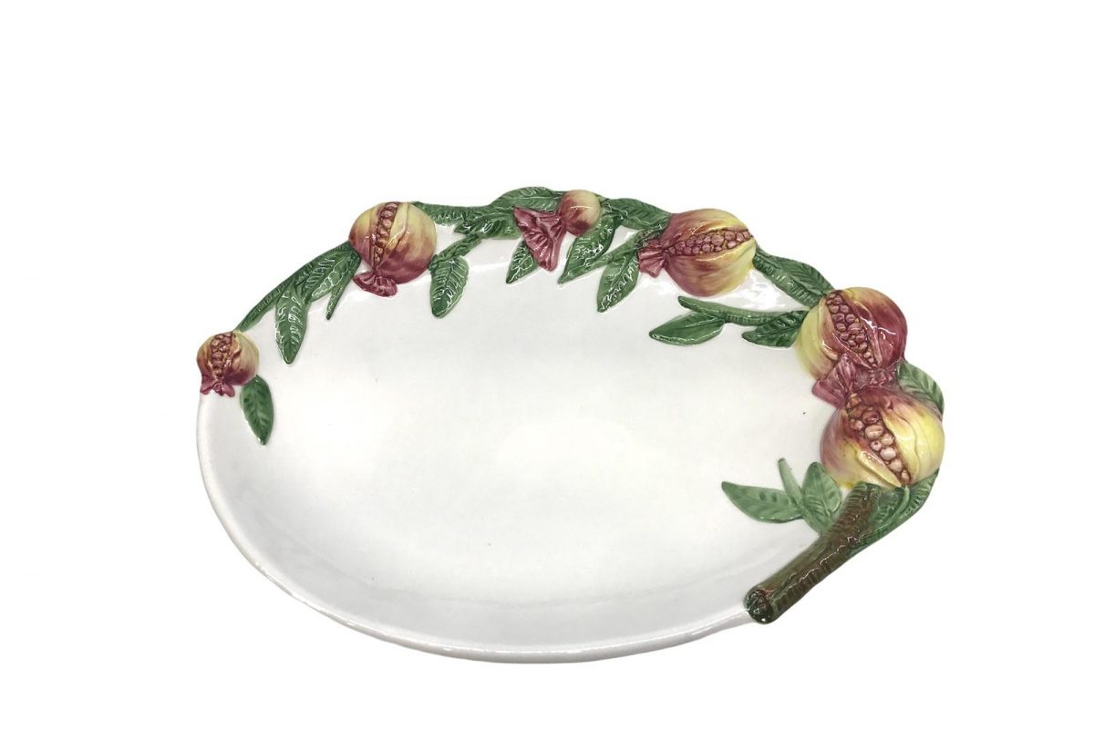 κεραμικη πιατελα αναγλυφη ροδια χρωμα λευκο 38x28 cm τιμη 19E