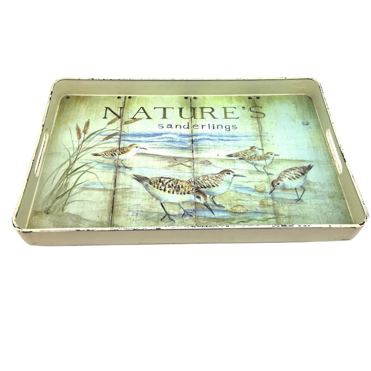 ξυλινος δισκος decoupage πουλια 26x40 cm χρωμα μπεζ πρασινος τιμη 1150E