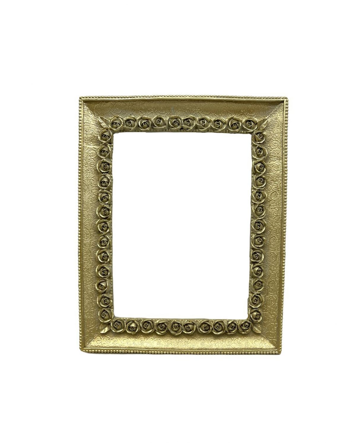 κεραμικη κορνιζα με διακοσμητικα τριανταφυλλα χρωμα χρυσο 26x21 cm τιμη 24E