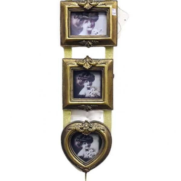 μεταλλικη κορνιζα τοιχου 3 θεσεων χρωμα χρυσο παλαιομενο 32x10 cm τιμη 21 50E