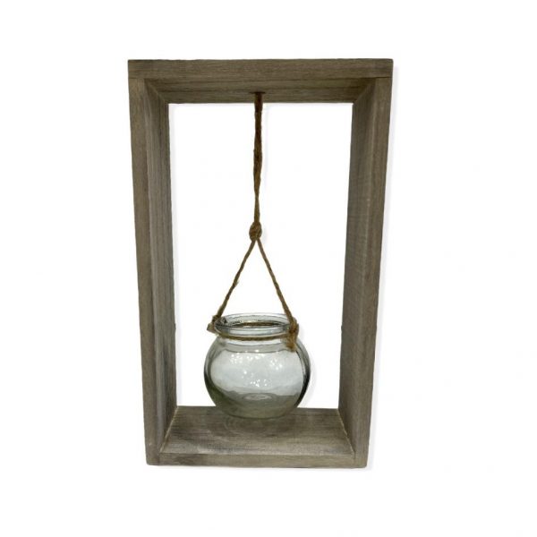 ξυλινο φαναρι γυαλι χρωμα μπεζ γκρι 25χ15cm τιμη 10E