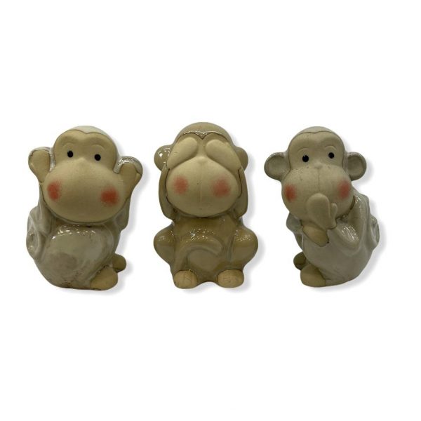 πορσελανινη μαιμου σετ 3 τεμαχια χρωμα μπεζ 10 cmτιμη 14E κωδ προιοντος 010796 ANASTASIOS POMONIS